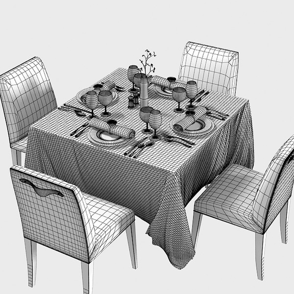 square restaurant table 3d model - Square Restaurant Table Banquet by shop3ds
